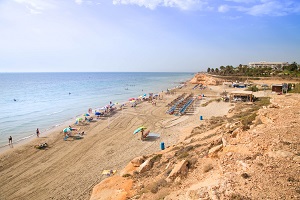 Playa Mil Palmeras Beach in Orihuela-Costa, Alicante. Spain. Costa Blanca.